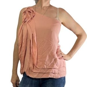 BCBG Light Pink Ruffle Off Shoulder Top Small
